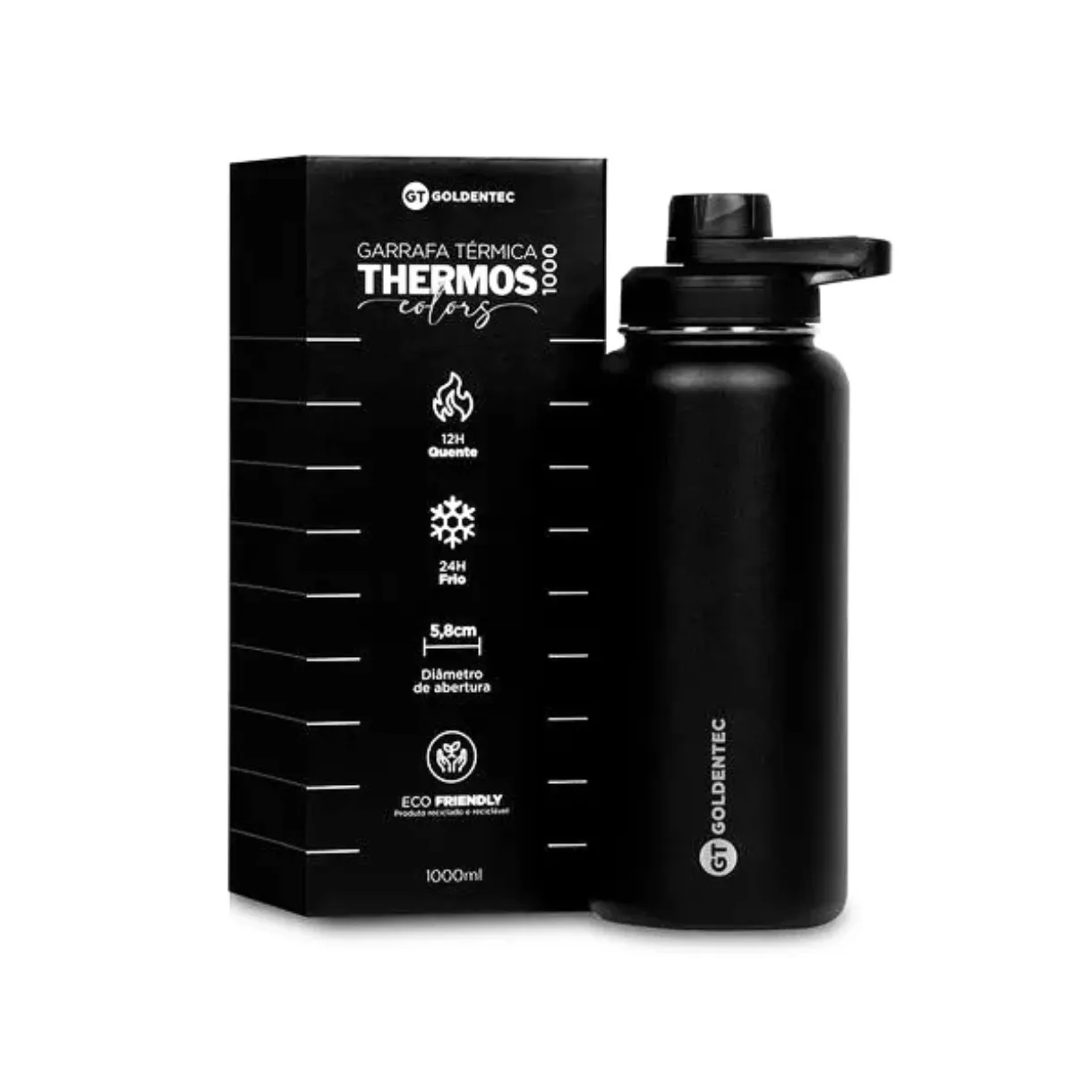GARRAFA TERMICA 1000ML GT3 PRETO