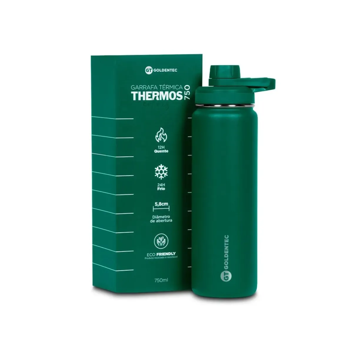 GARRAFA TERMICA 750ML GT3 VERDE MILITAR
