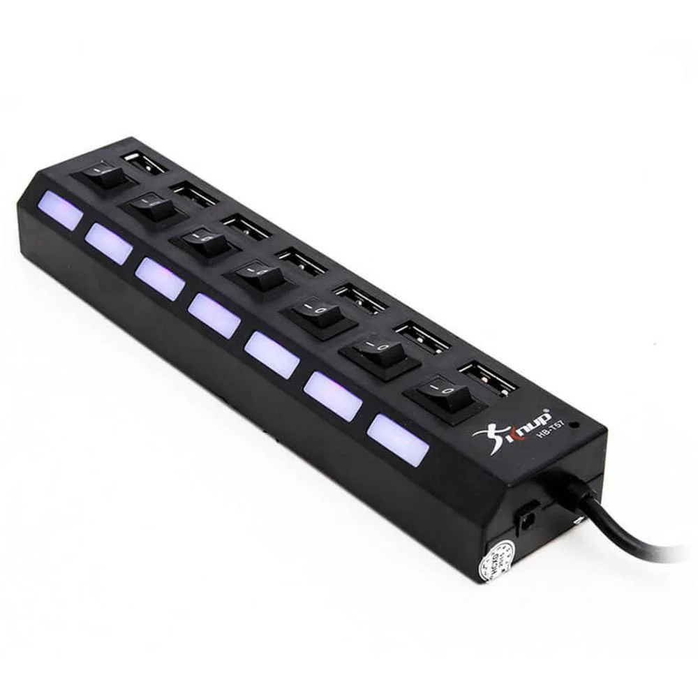 HUB USB 2.0 7 PORTAS HB-T57 KNUP PRETO