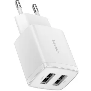 FONTE CARREGADOR 2 X USB-A 2U 10.5W EU BASEUS BRANCO