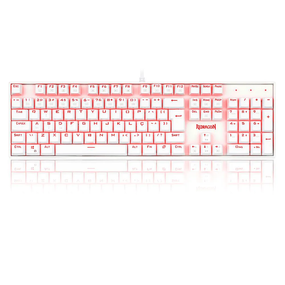 TECLADO MECANICO MITRA LED LUNAR REDRAGON BRANCO (SWITCH VERMELHO)