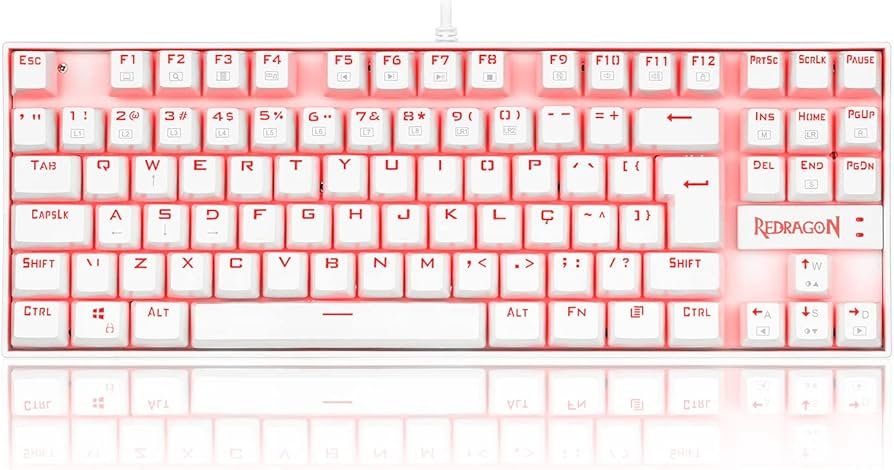 TECLADO MECANICO KUMARA LUNAR REDRAGON BRANCO (SWITCH PRETO)