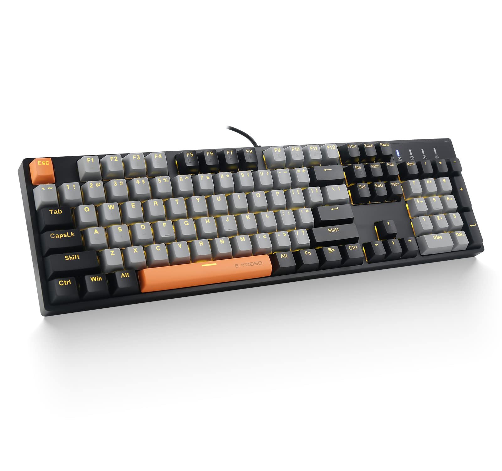 TECLADO MECÂNICO Z-14 LED AMARELO E-YOOSO 100% PRETO (SWITCH BLUE)