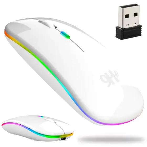 MOUSE SEM FIO 9H BLUETOOTH / 2.4GHZ RECARREGAVEL BRANCO
