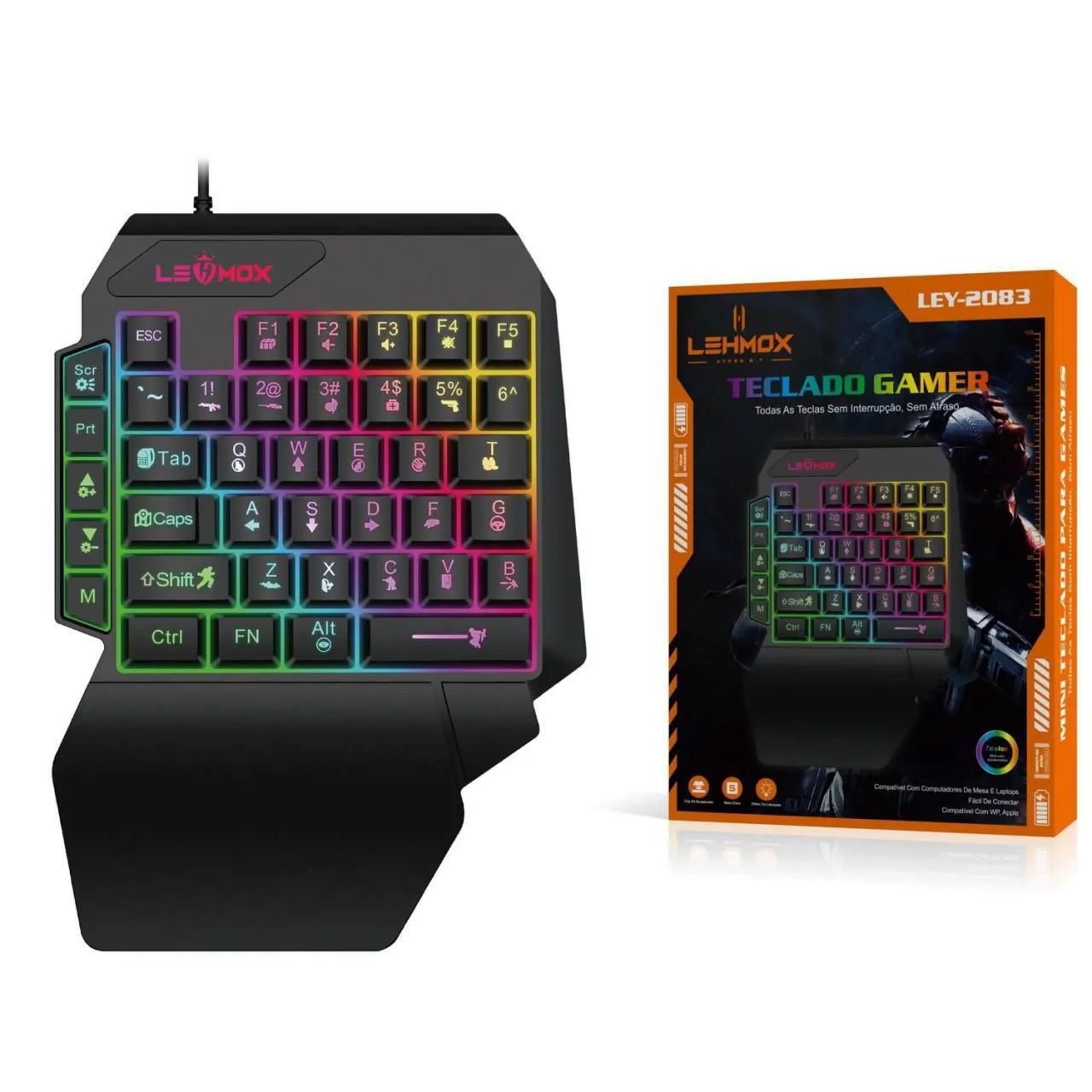 TECLADO GAMER LEHMOX SINGLE HAND SEMI MECANICO LEY-2083