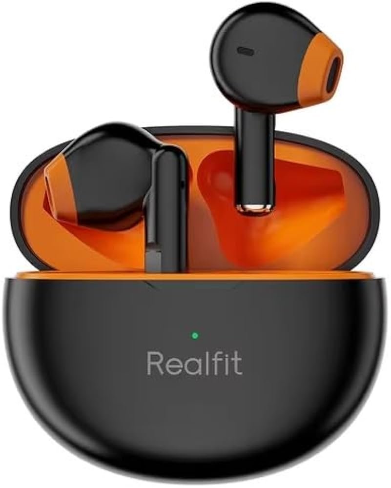 FONE BLUETOOTH REALFIT F2 TWS (PRETO E LARANJA)