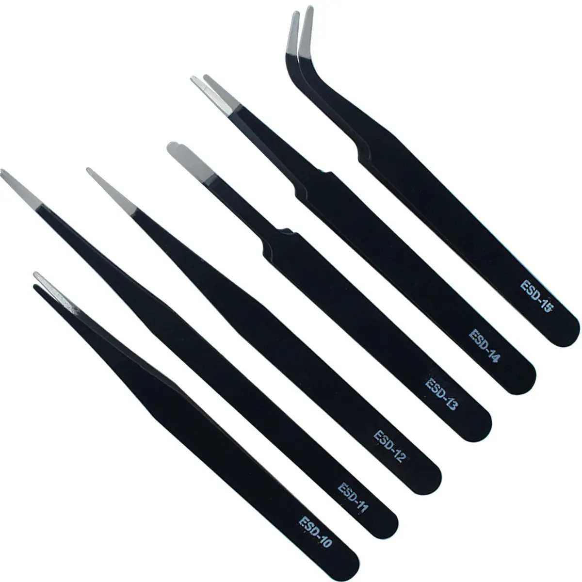KIT COM 6 PINÇAS DE PRECISÃO ANTIESTATICAS