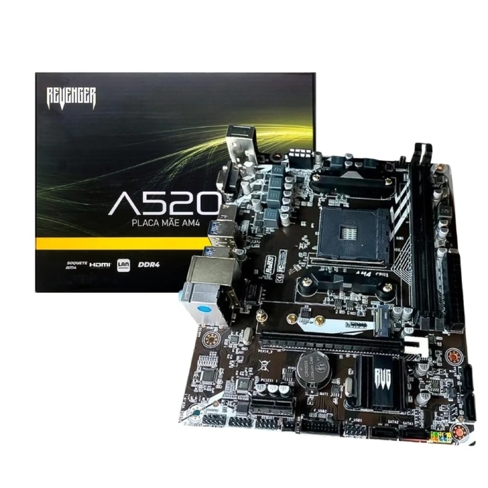 PLACA MÃE A520 REVENGER AM4 GA520 DDR4 KNUP