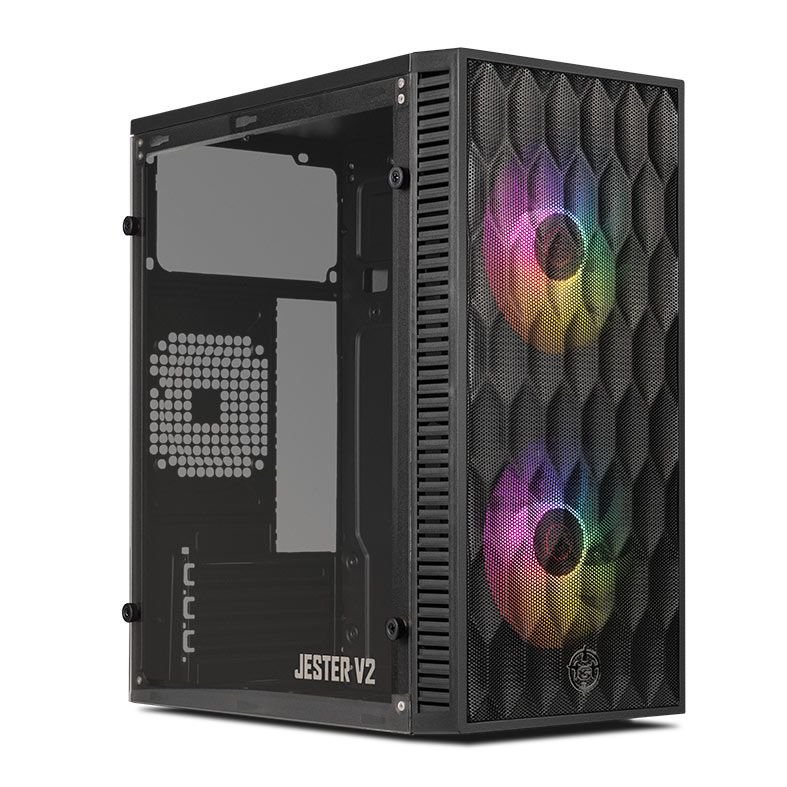 GABINETE GAMER TGT JESTER V2, LATERAL DE ACRILICO, COM 2 FANS, PRETO