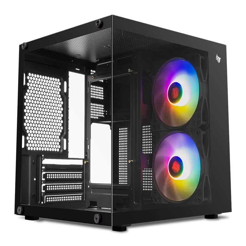 GABINETE GAMER PICHAU ATOM X, LATERAL DE VIDRO, COM 2 FANS, PRETO, PG-ATOMX-BK
