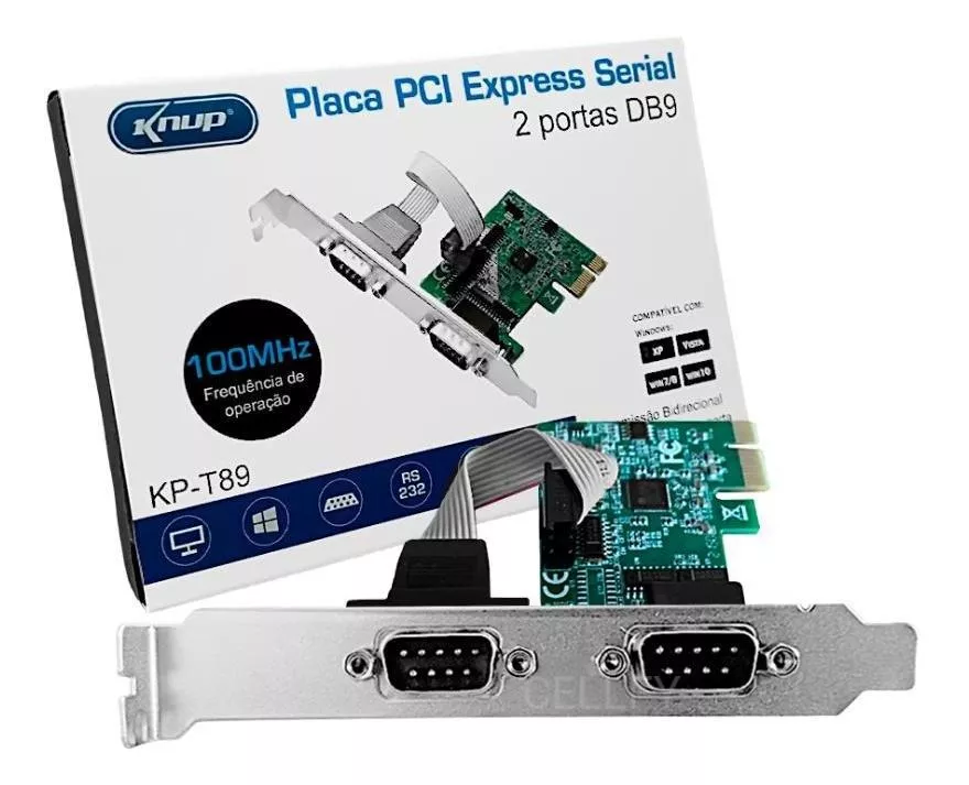 PLACA SERIAL PCIE 2 PORETAS DB9 KNUP T89