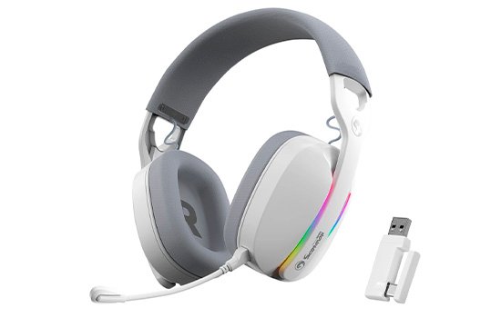 HEADSET GAMER MARVO PULZ 70W, RGB, WIRELESS, DRIVERS 40MM, BRANCO