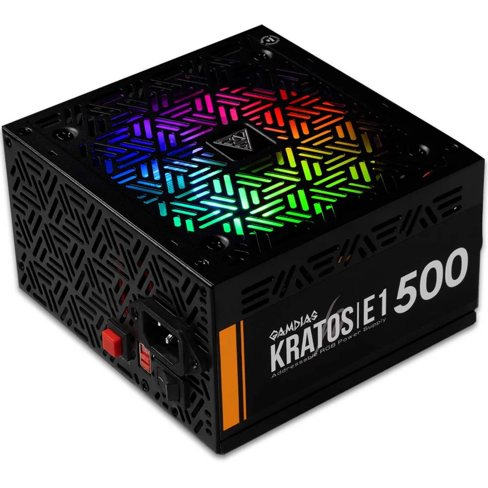 FONTE GAMDIAS, KRATOS E1, 500W, 80% DE EFICIÊNCIA, RGB