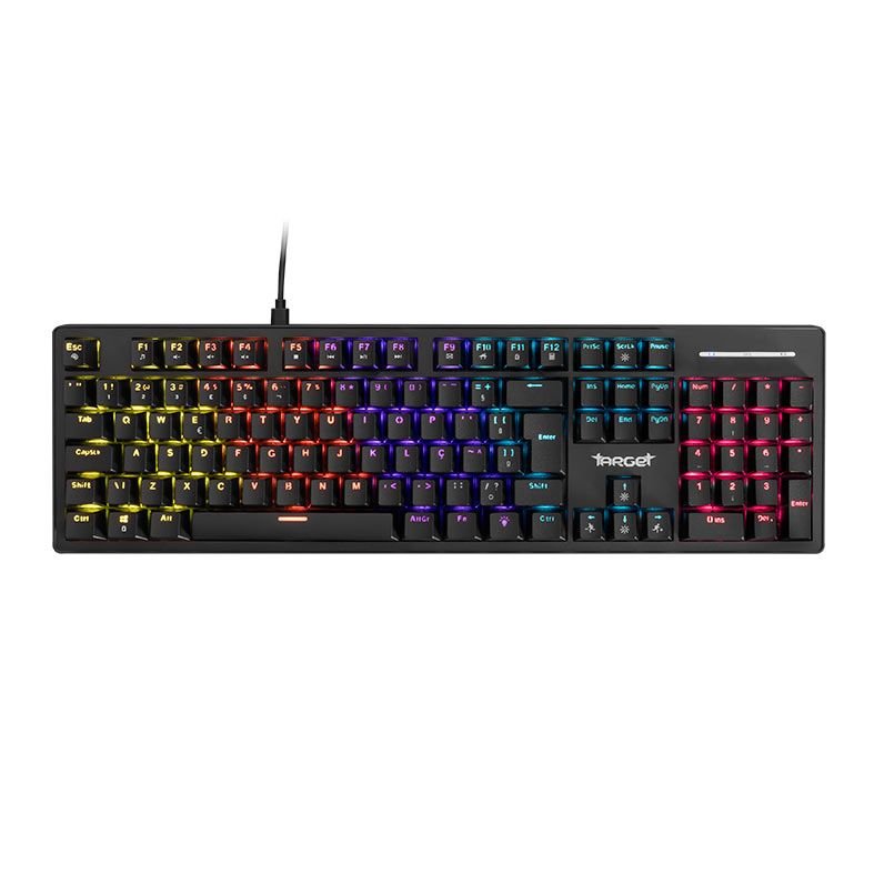 TECLADO MECANICO TGT SHERMAN V3, RAINBOW, ABNT2, SWITCH HUANO AZUL, PRETO, TGT-SHR-RBW03
