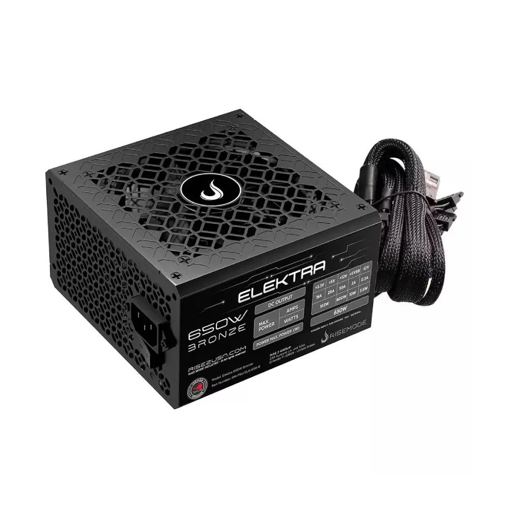 FONTE GAMER RISE MODE ELEKTRA 650W 80 PLUS BRONZE, FULL MODULAR PRETO - RM-PSU-ELKM-650-B