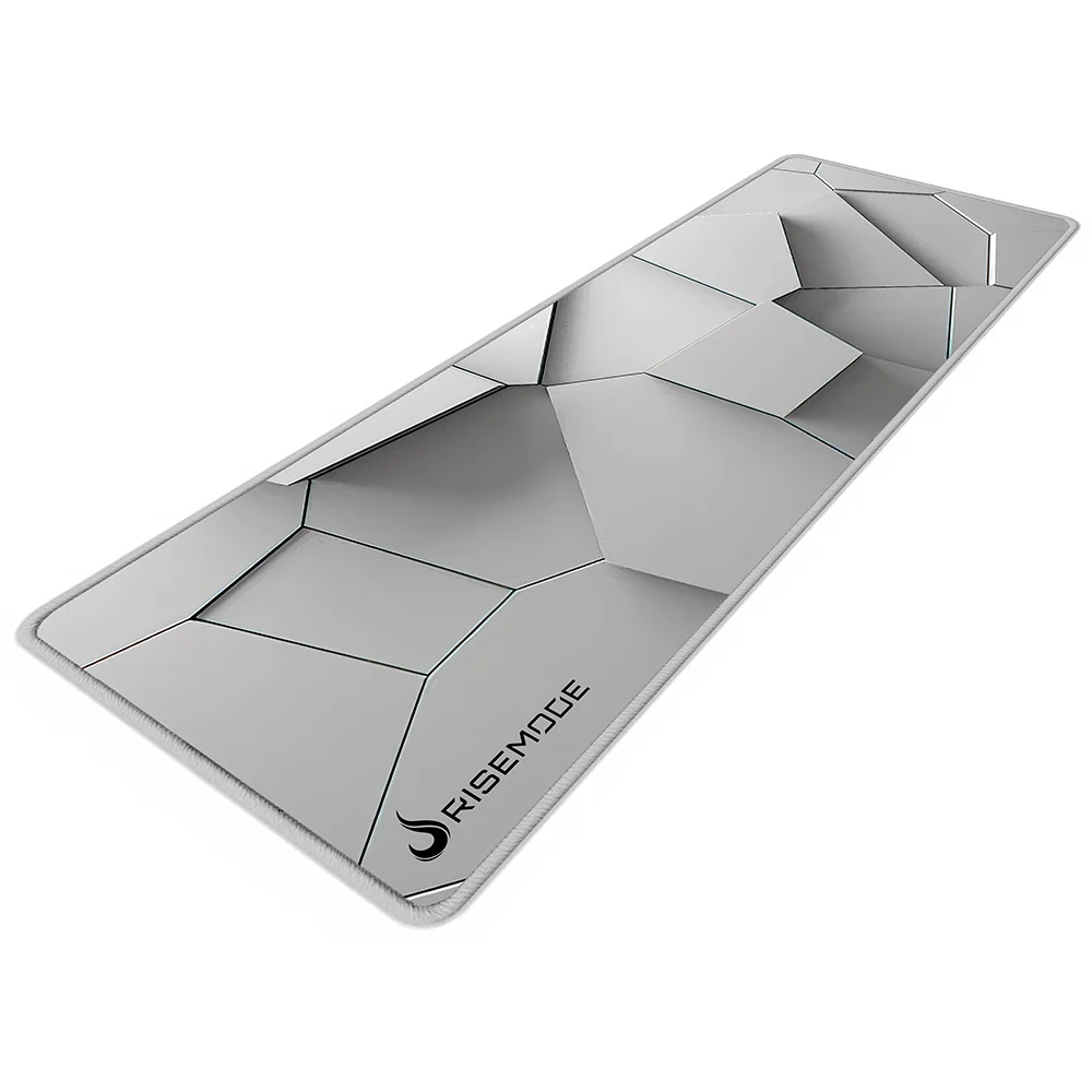 MOUSEPAD GAMER RISE MODE 3D 02, BORDA COSTURADA, ESTENDIDO 900X300MM, BRANCO - RM-MP-3D2-W