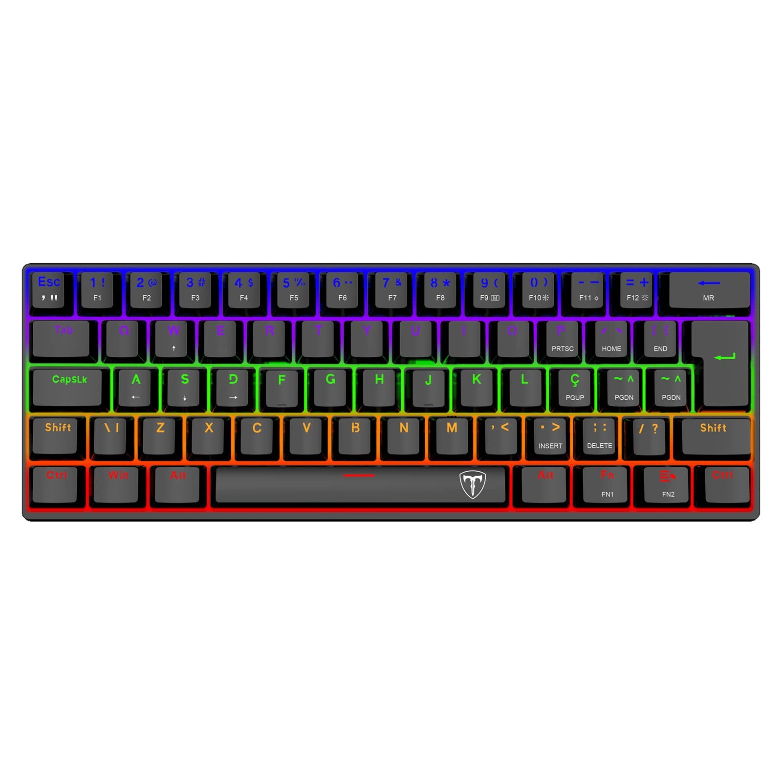 TECLADO MECANICO GAMER ARENA PRO RAINBOW WIRELESS BROWN T-DAGGER T-TGK321PRO-BR PT PRETO