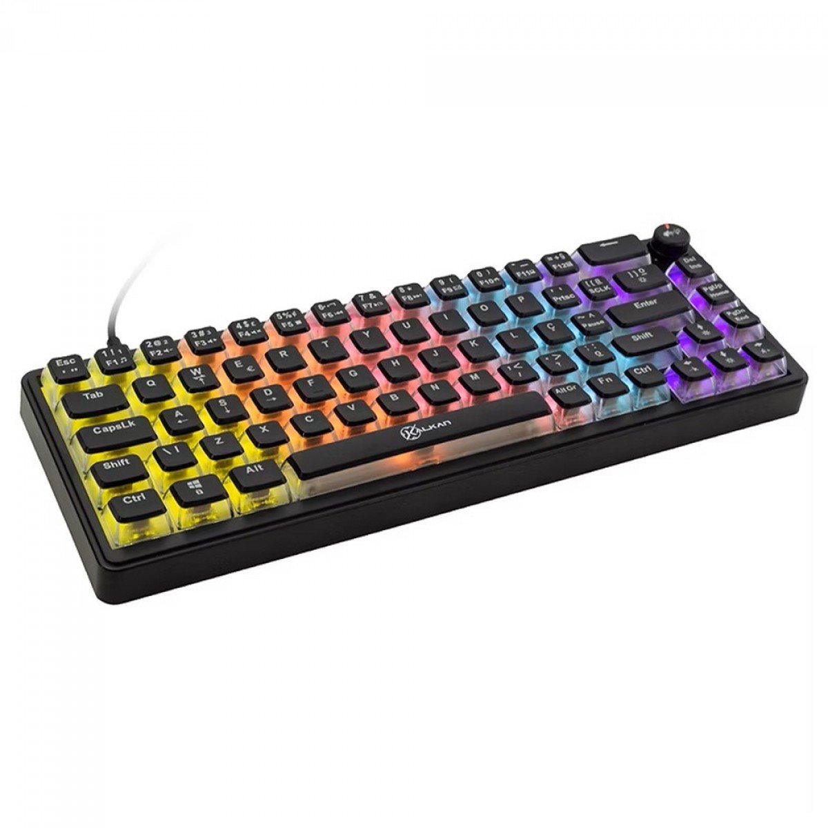 TECLADO MECANICO KALKAN DRAKAR 65% RAINBOW, BOTÃO DE VOLUME (SWITCH BROWN) KLK00052