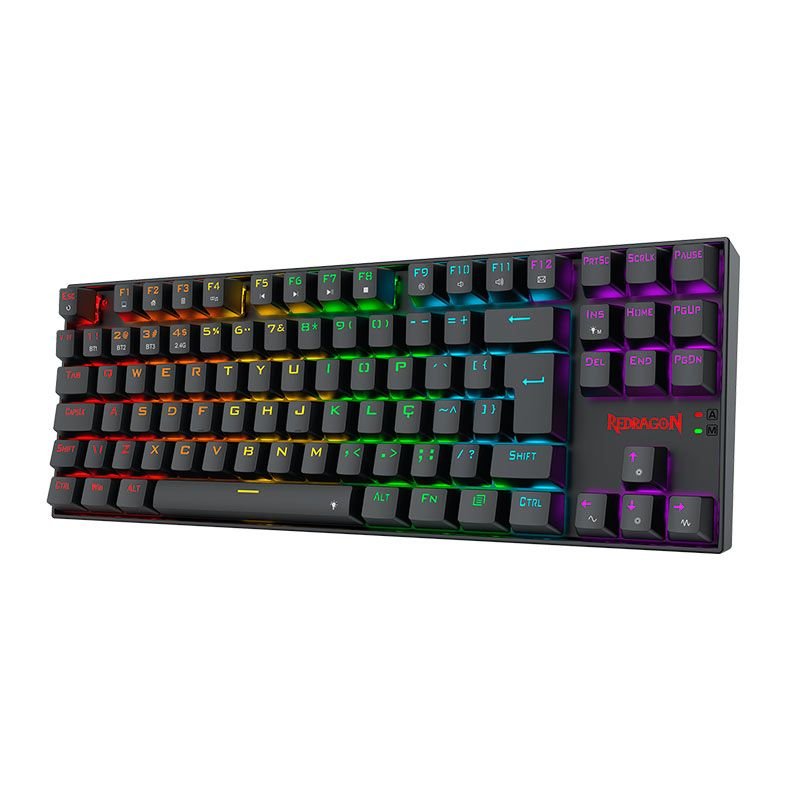 TECLADO MECANICO KUMARA ELITE RGB WIRELESS REDRAGON PRETO (SWITCH MARROM)