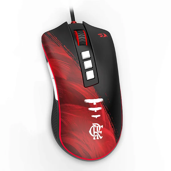 MOUSE GAMER FLAMENGO ATTACK 12.400 DPI REDRAGON FL711 (PRETO E VERMELHO)
