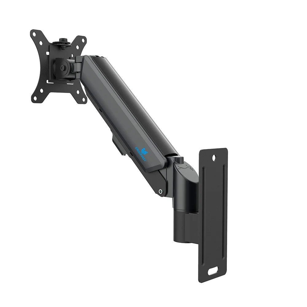 SUPORTE DE PAREDE ARTICULADO PARA MONITOR DE 17"" A 32" ERGOFIRST, AJUSTE COM PISTÃO A GÁS, PRETO 