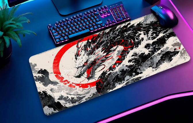 MOUSEPAD DRAGÃO PRETO/VERMELHO 5791 (40X80)