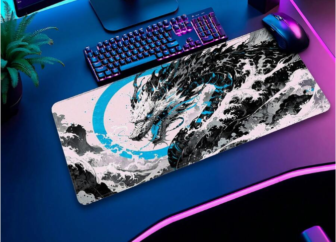 MOUSEPAD DRAGÃO PRETO/AZUL 5793 (40X80)
