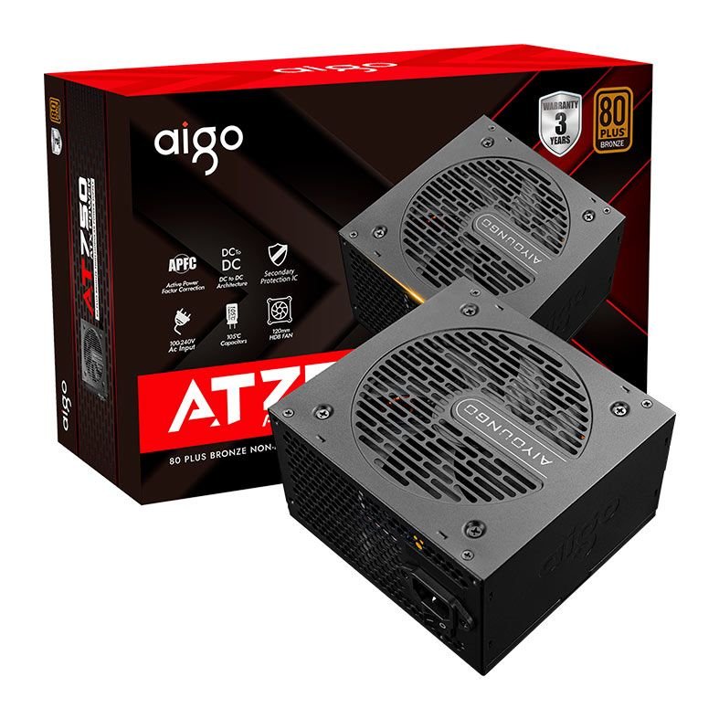 FONTE AIGO DARKFLASH AT750, 750W, 80 PLUS BRONZE, PFC ATIVO, PRETO, AG-AT750-BK
