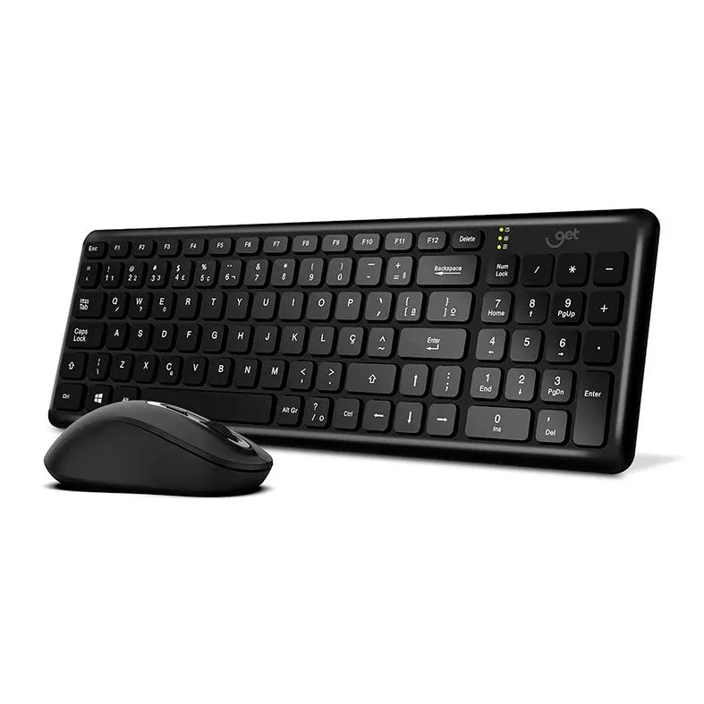 COMBO TECLADO + MOUSE GET PRETO SEM FIO COMPACT 2