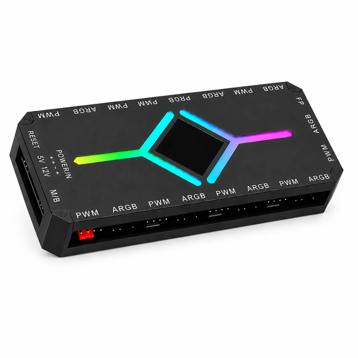 CONTROLADORA 9 PORTAS ARGB, 3 PIN, 5V, COM PWM PRETO