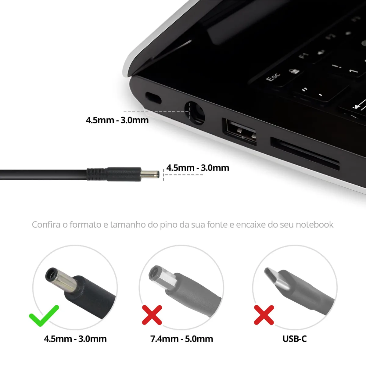 CARREGADOR DELL XPS 19.5V 3.34A 65W (4.5*3.0) 