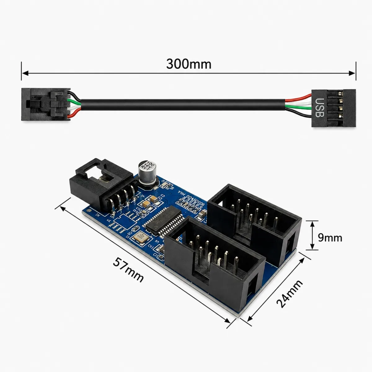 ADAPTADOR HUB USB INTERNO PLACA MAE 1 PARA 2