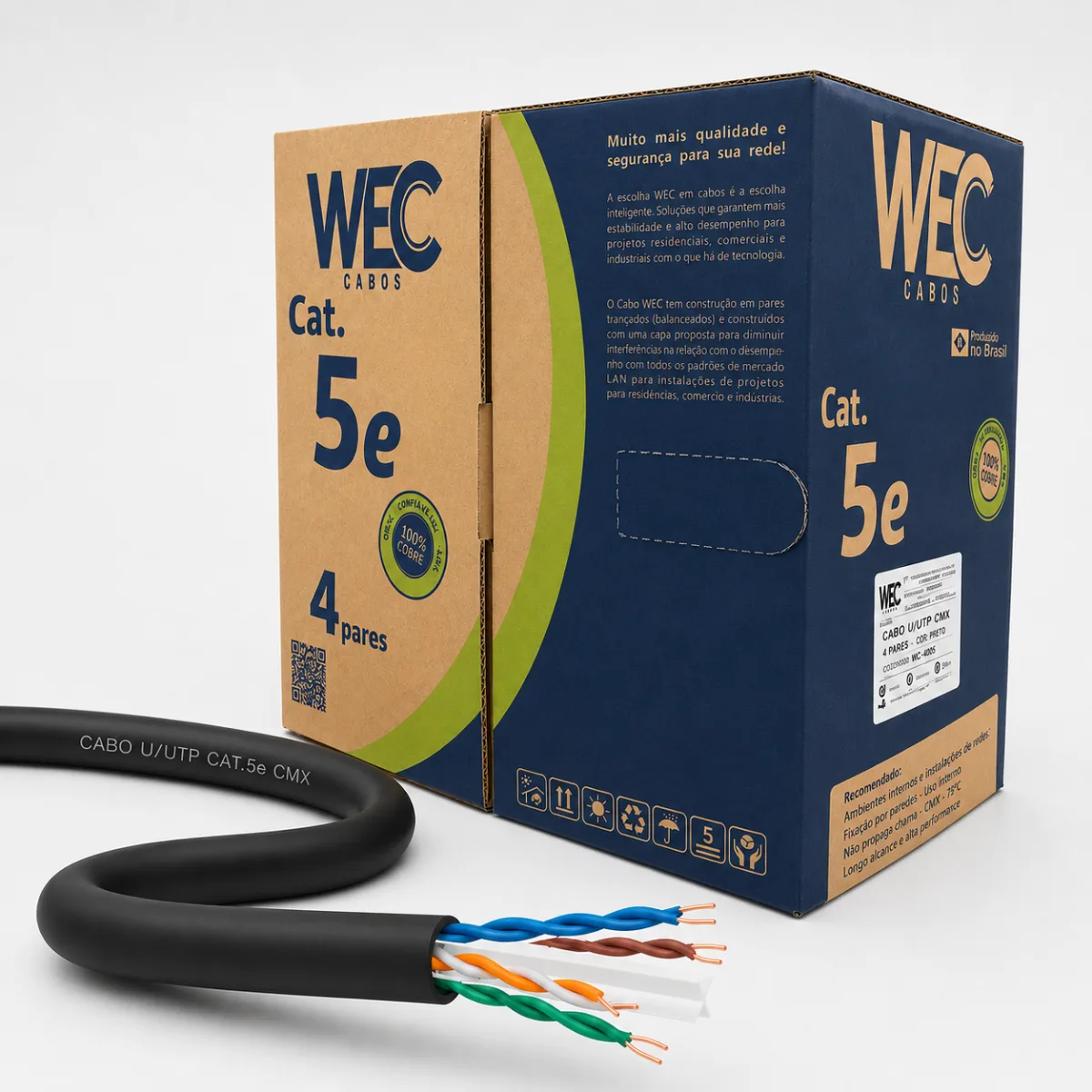 CABO DE REDE CAT5E WEC 100% COBRE P/ METRO