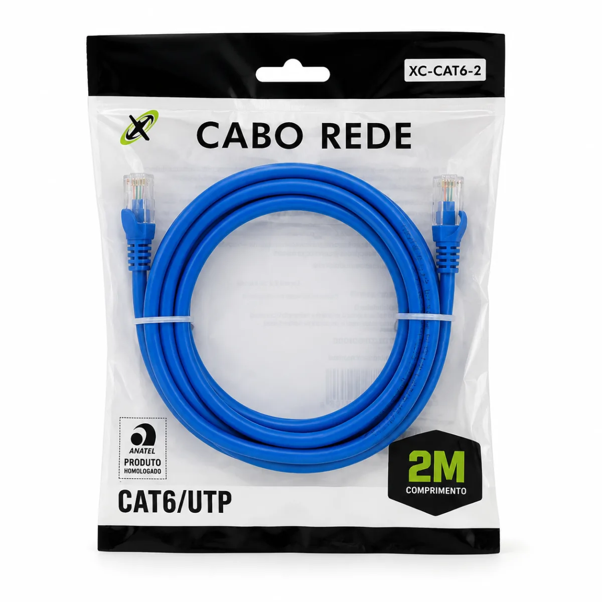 CABO DE REDE PATCH CORD CAT6 X-CELL, 3M, AZUL - GB51233 