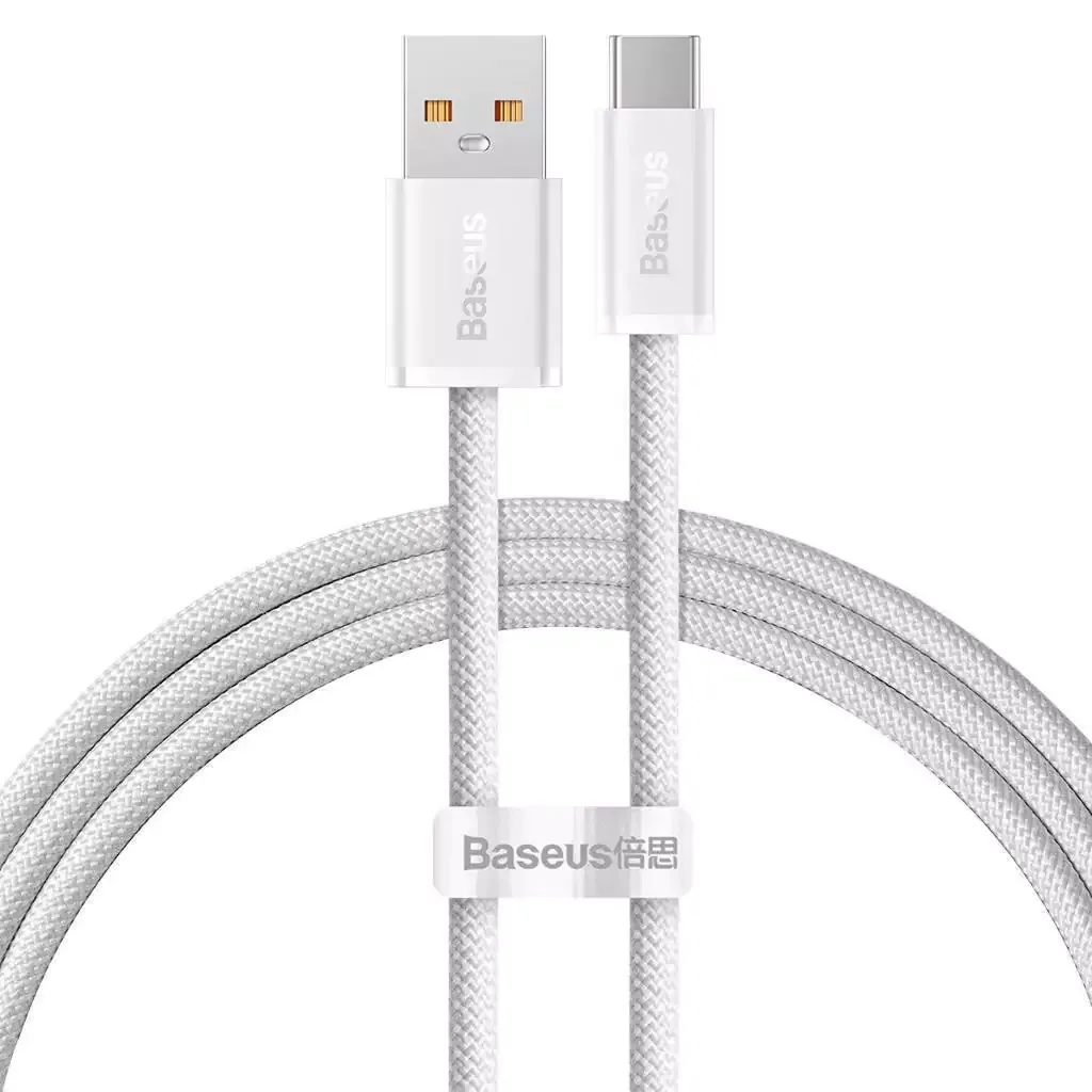CABO CARREGADOR USB A P/ USB C BASEUS DYNAMIC 100W FAST CHARGING 1M, BRANCO