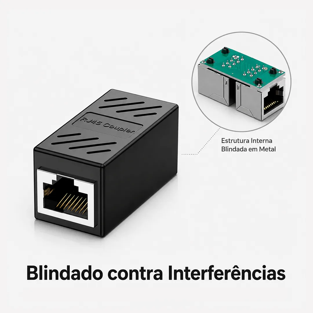 ACOPLADOR EMENDA CABO RJ45 PRETO