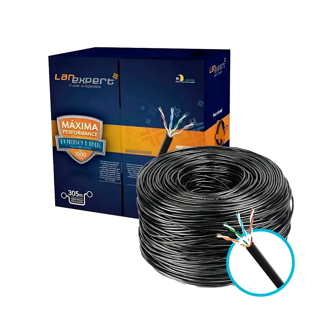 CABO DE REDE CAT5E LAN EXPERT 100% COBRE P/ METRO