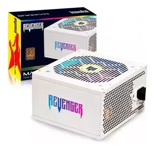 FONTE REVENGER 550W 80 PLUS BRONZE MAXIMUS RGB - BRANCA