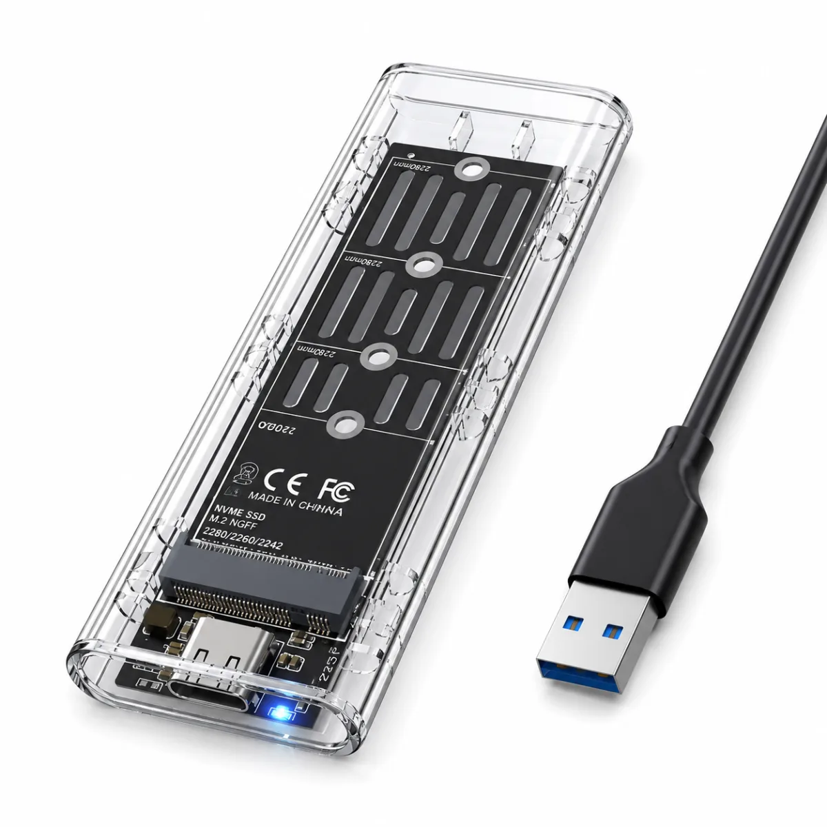 CASE M.2 NVME USB 3.0 - TRANSPARENTE