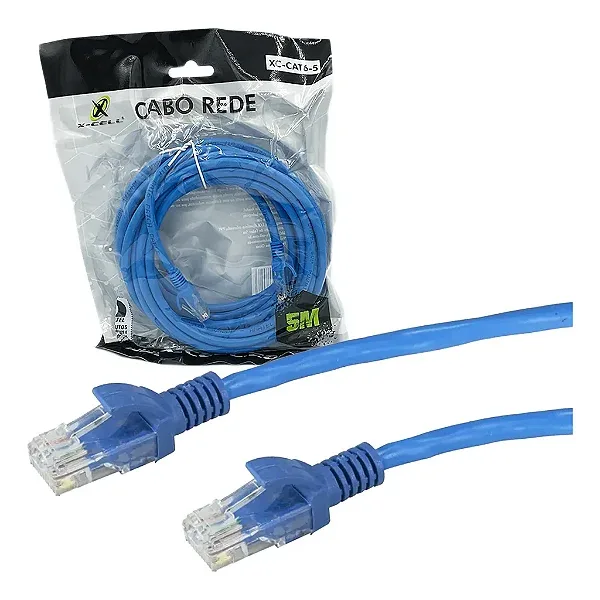 CABO DE REDE PATCH CORD CAT6 X-CELL, 5M, AZUL - XC-CAT6-5 