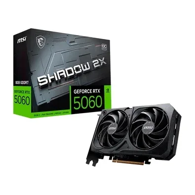 PLACA DE VIDEO MSI GEFORCE RTX 5060 SHADOW 2X OC, 8GB, GDDR7, 128-BIT DLSS4