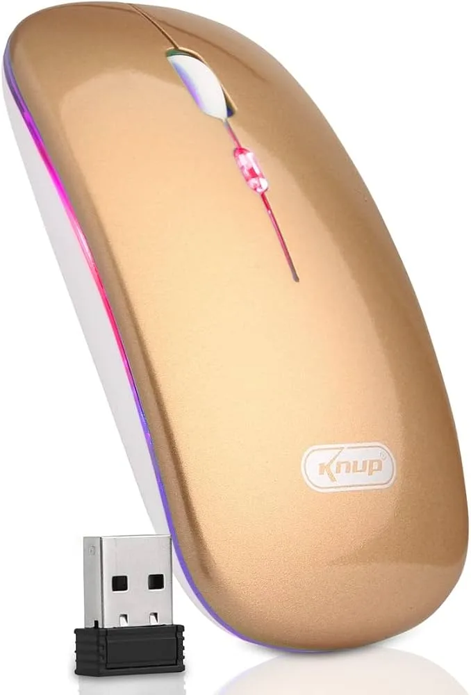 MOUSE SEM FIO KNUP 2.4GHZ RECARREGAVEL KP-MU013 DOURADO