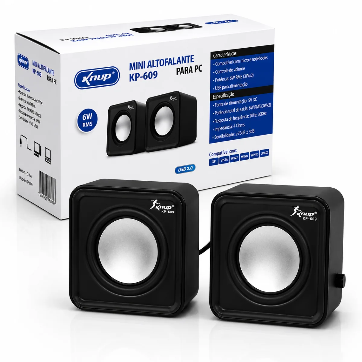 CAIXA DE SOM KNUP USB 3W KP-609 PRETO
