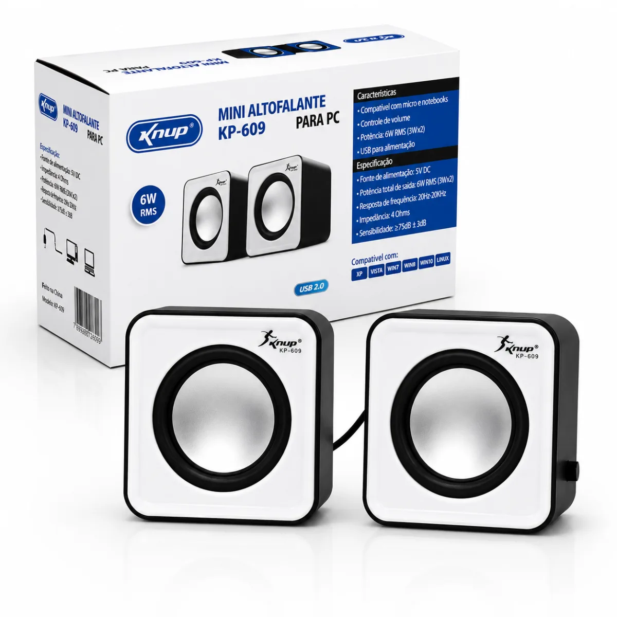 CAIXA DE SOM KNUP USB 3W KP-609 BRANCO