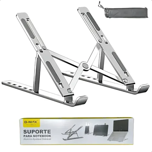 BASE SUPORTE PARA NOTEBOOK B-MAX DE ALUMÍNIO DOBRÁVEL BMG-39 PRATA
