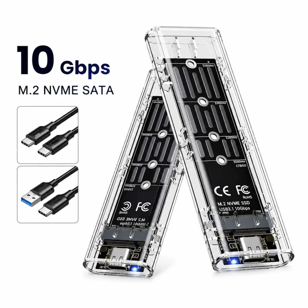 CASE M.2 NVME USB 3.0 - TRANSPARENTE