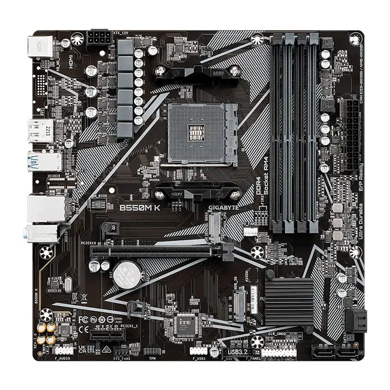 PLACA MÃE GIGABYTE B550M K, 4 X SLOTS DDR4, AM4, M-ATX, B550M K 1.0