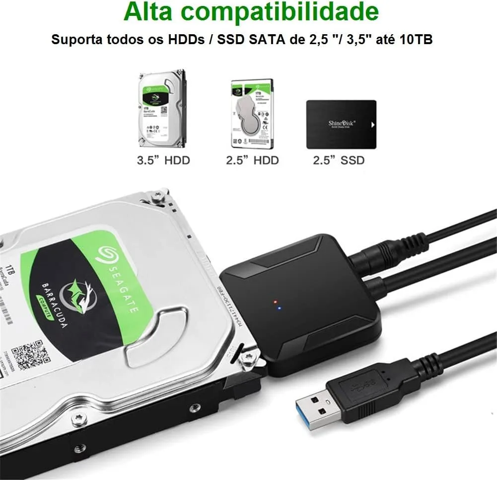 CABO ADAPTADOR SATA 3 / USB 3.0 HD 3.5" + FONTE EU