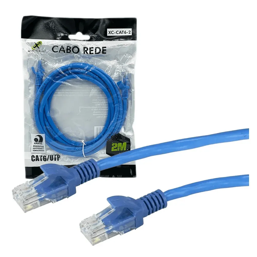CABO DE REDE PATCH CORD CAT6 X-CELL, 2M, AZUL - GB51233