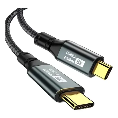 CABO DE TRANSFERÊNCIA DE DADOS 100W USB C 3.2 20GBS 50CM PRETO